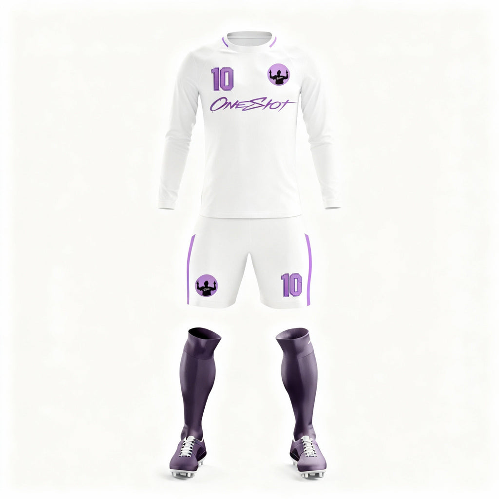 Youth Long Sleeve Jersey：Minimalist White