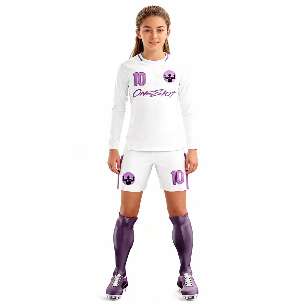 Youth Long Sleeve Jersey：Minimalist White