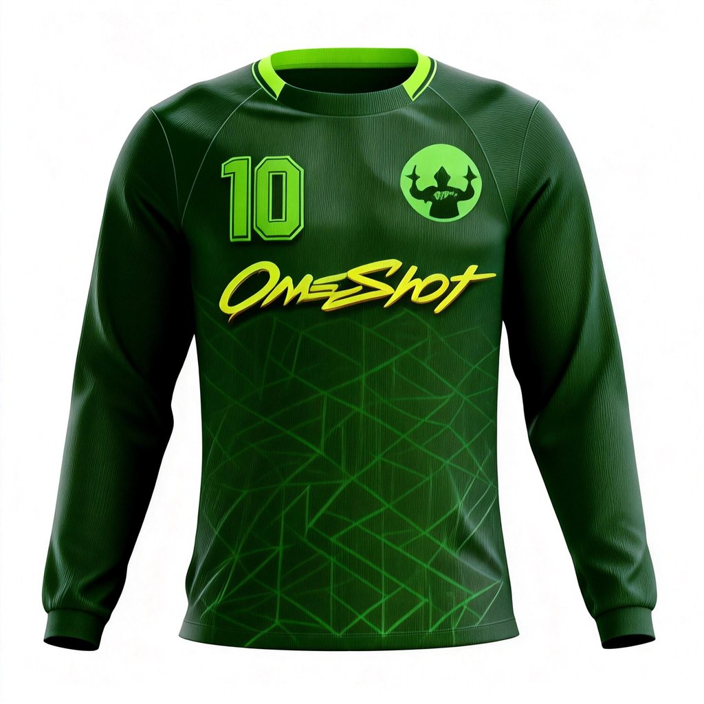 Men's Long Sleeve Jersey：Forest Green Edge