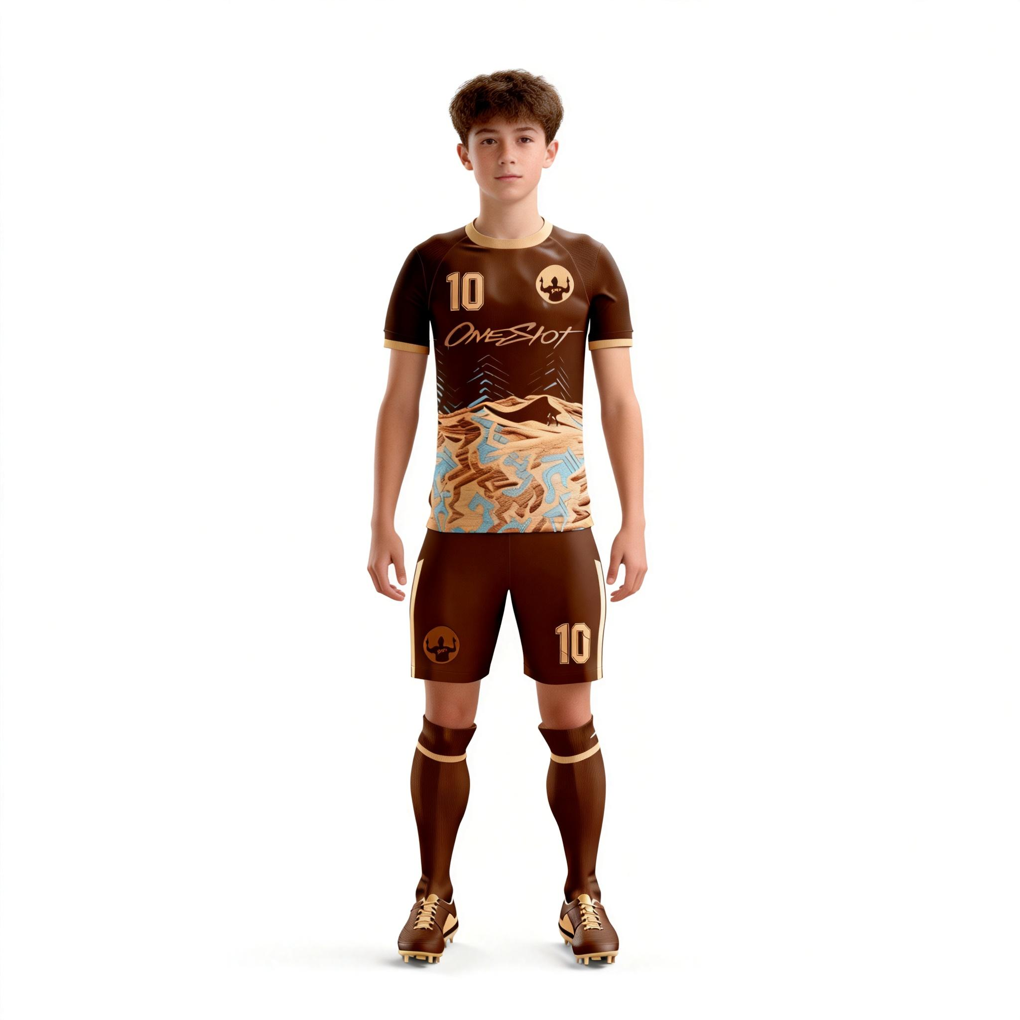 Youth Short Sleeve Jersey：Warm Umber Dune Markings