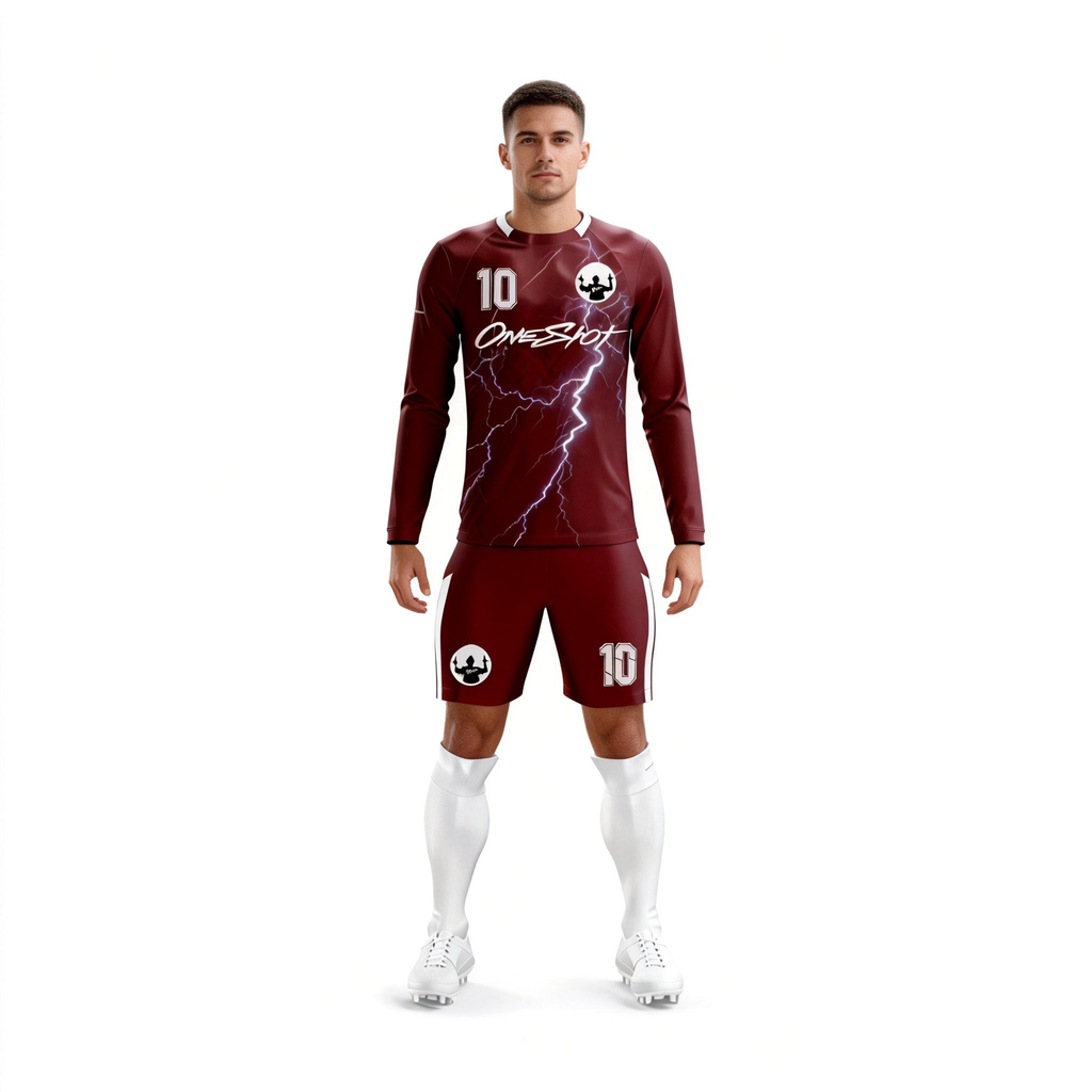 Men's Long Sleeve Jersey：Crimson Gleam & Flash