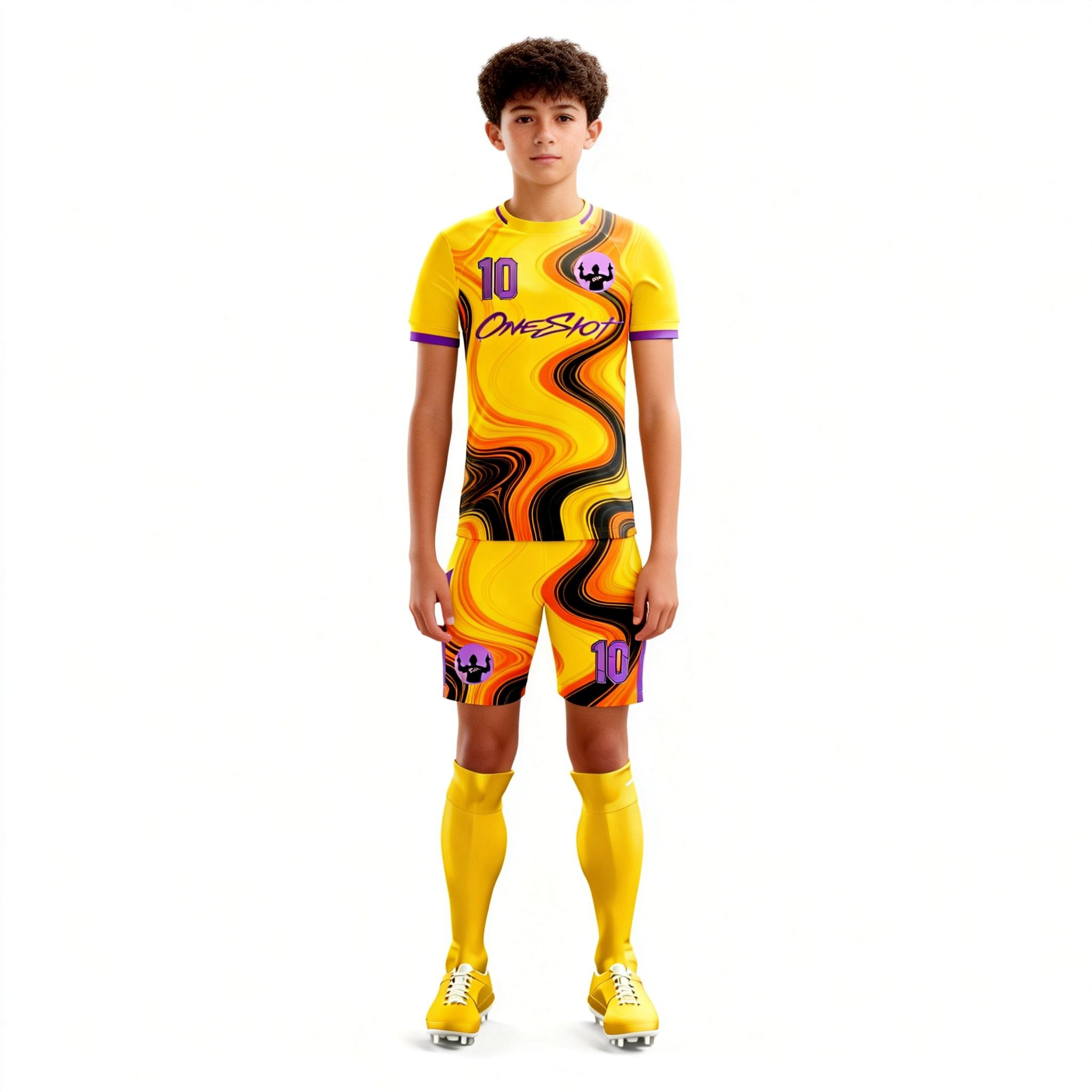 Youth Short Sleeve Jersey：Golden Gleam & Violet Vortex