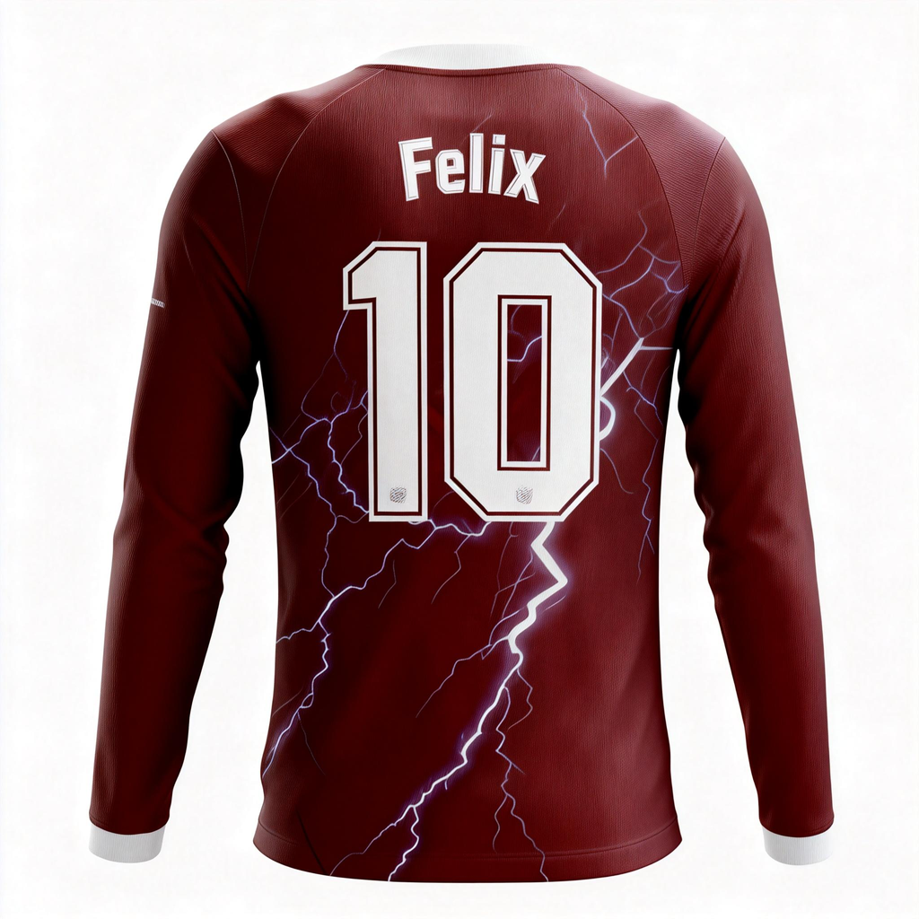 Men's Long Sleeve Jersey：Crimson Gleam & Flash
