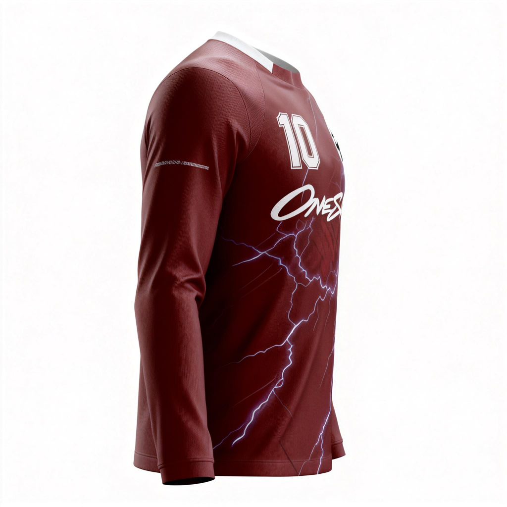 Men's Long Sleeve Jersey：Crimson Gleam & Flash