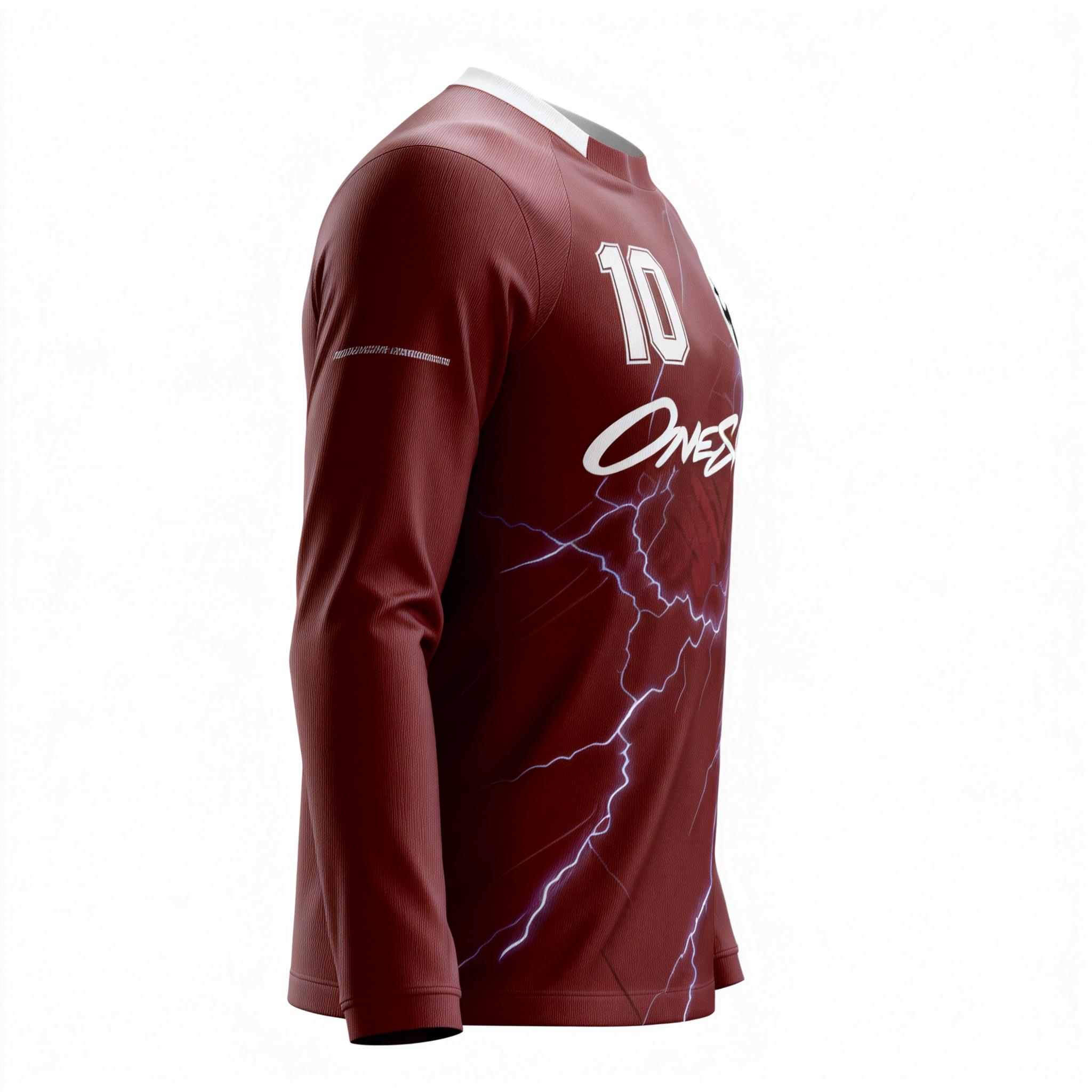 Men's Long Sleeve Jersey：Crimson Gleam & Flash