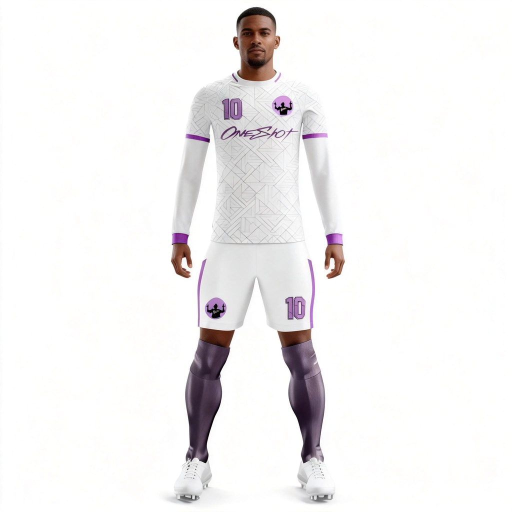 Men's Long Sleeve Jersey：Rhombus Pattern Purple Blade