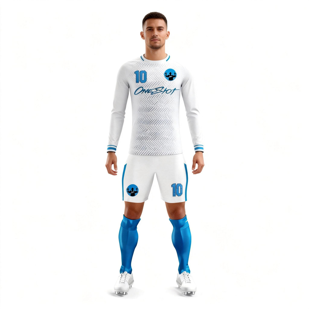 Men's Long Sleeve Jersey：White Rhombus Forward Line