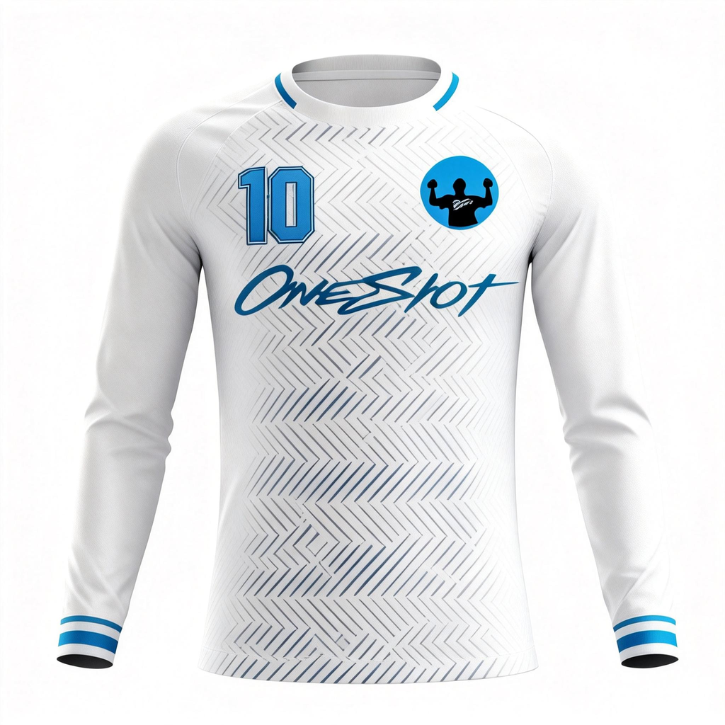 Men's Long Sleeve Jersey：White Rhombus Forward Line