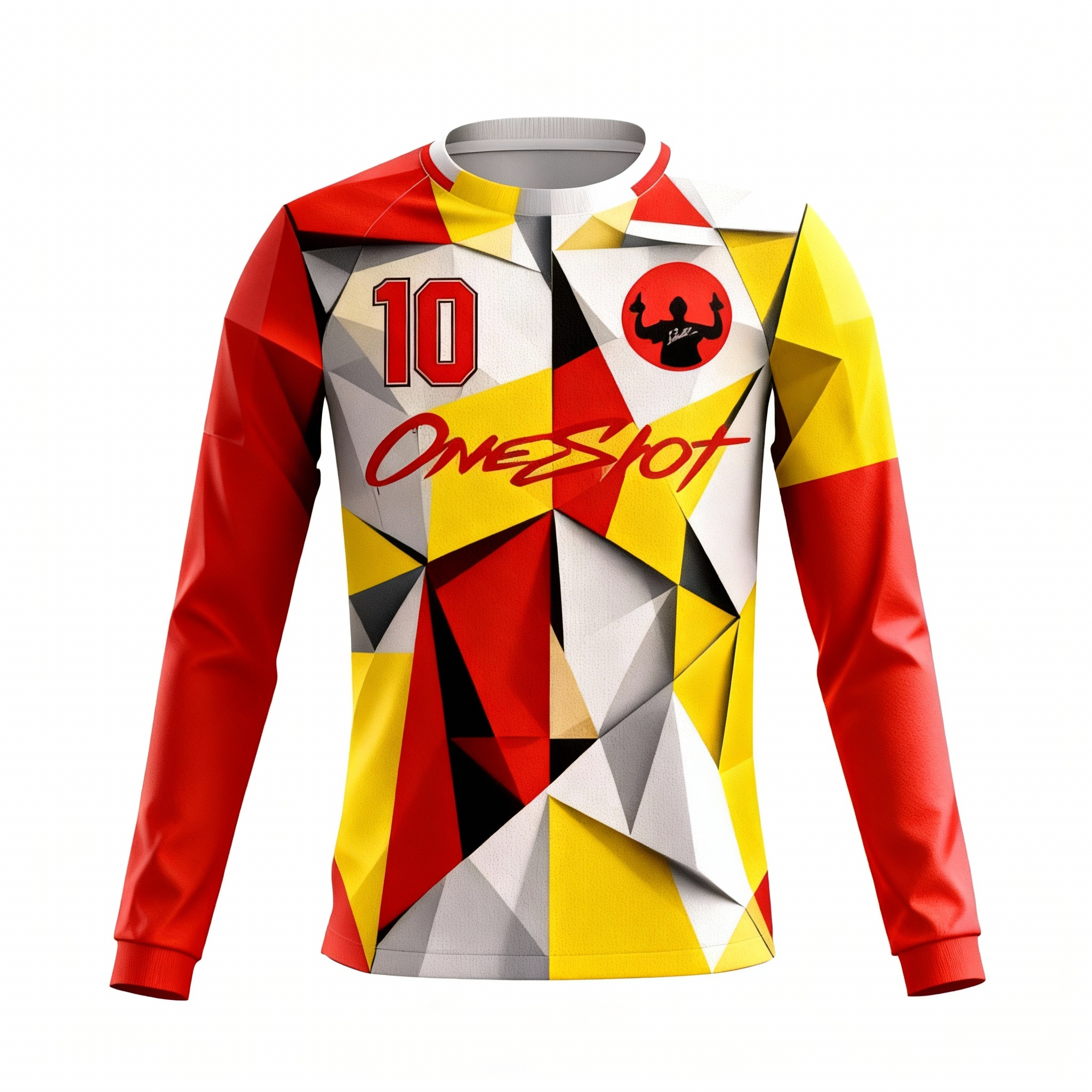 Youth Long Sleeve Jersey：Red Gold Geometry