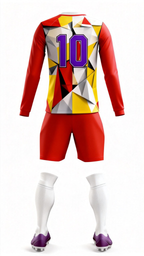 Youth Long Sleeve Jersey：Red Gold Geometry