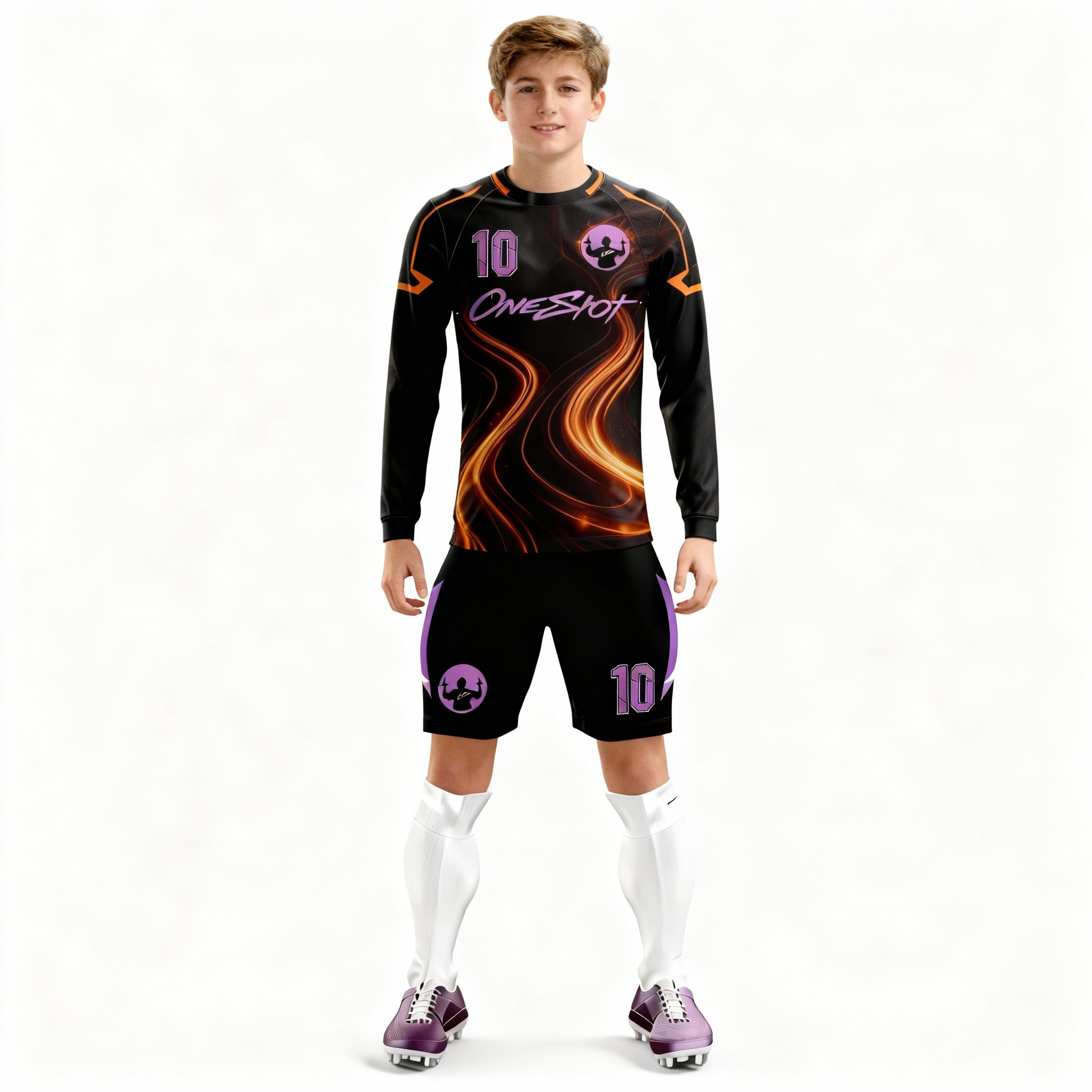 Youth Long Sleeve Jersey：Dark Flame Streak