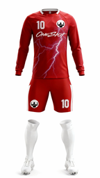 Youth Long Sleeve Jersey：Red Lightning