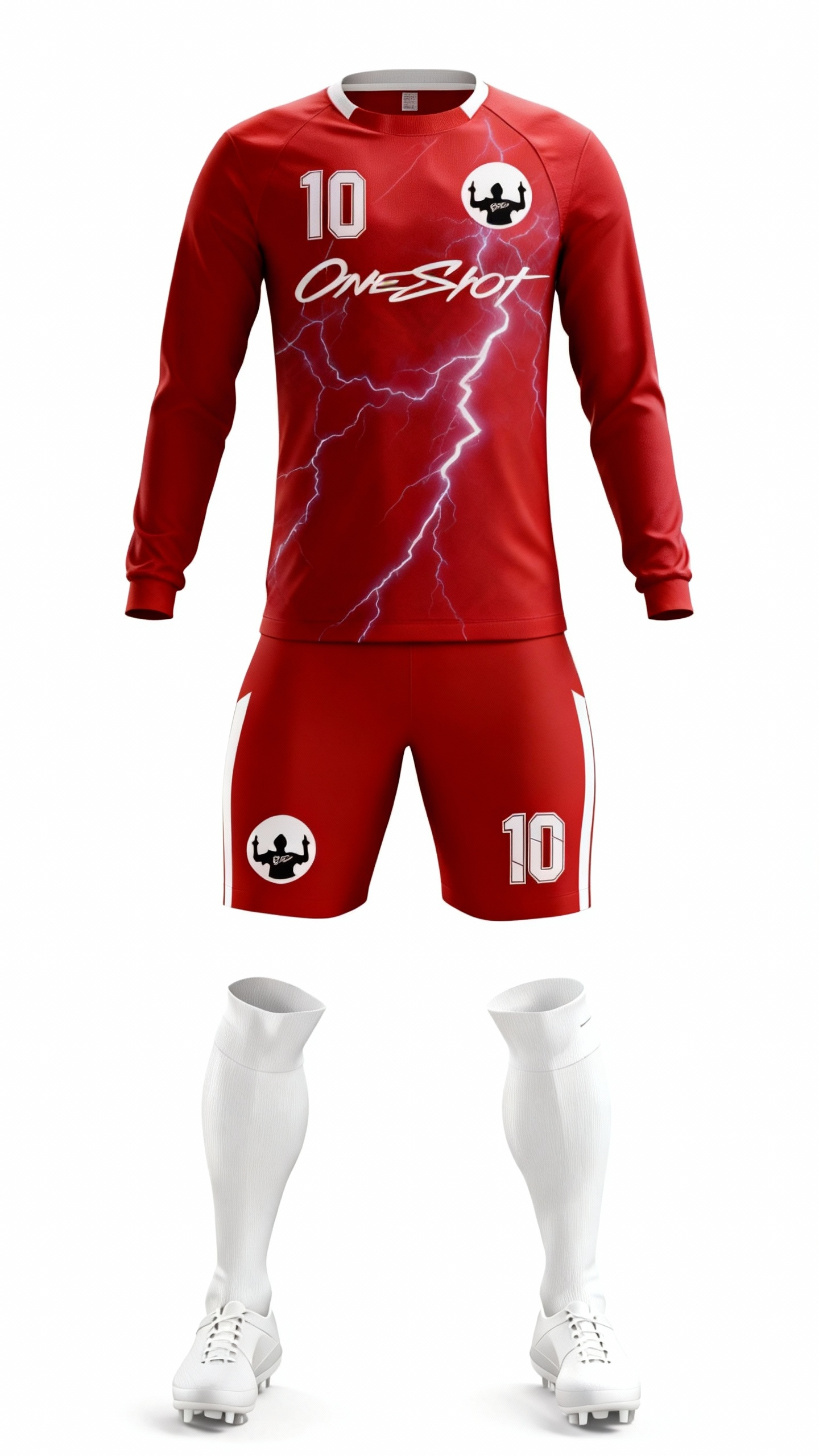 Youth Long Sleeve Jersey：Red Lightning