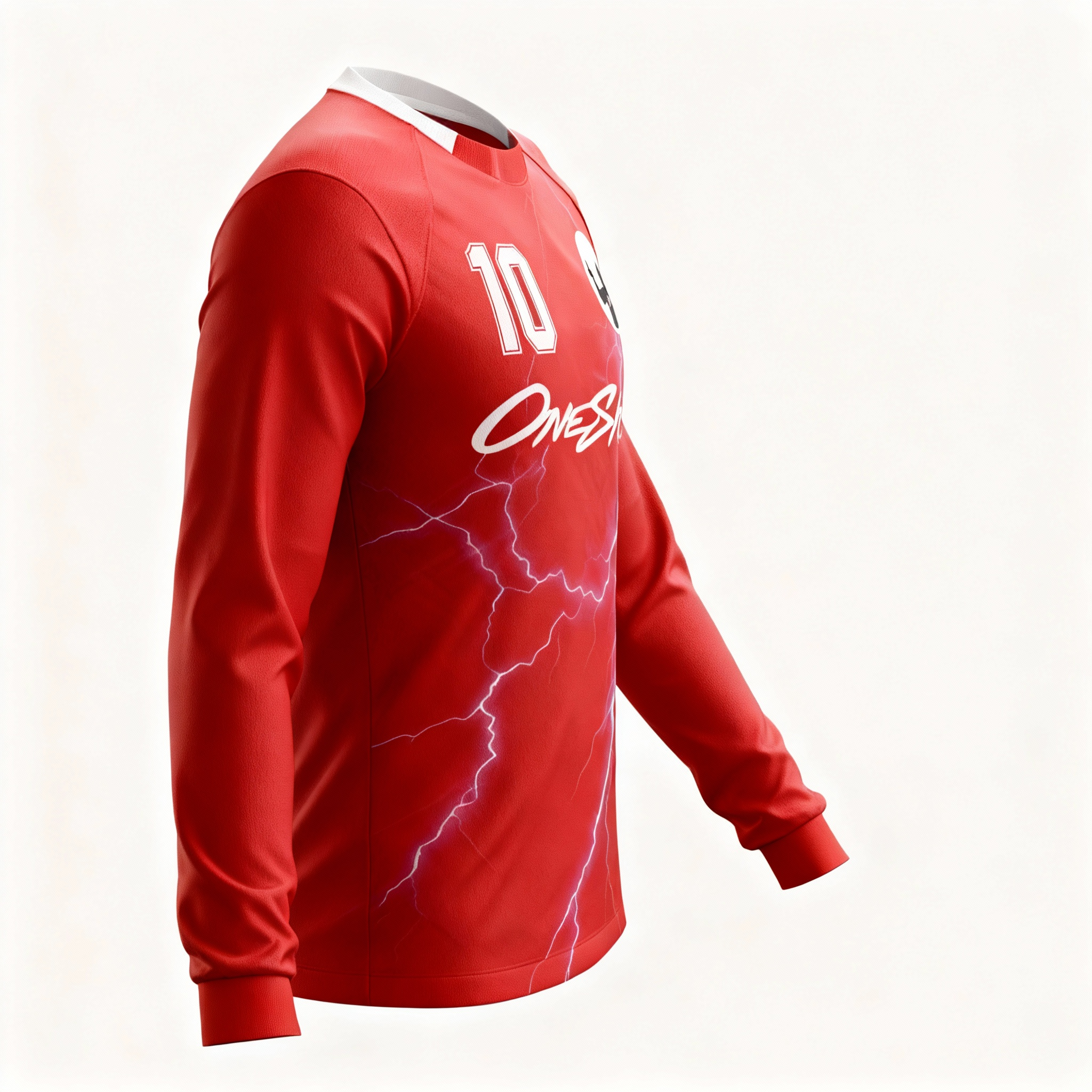 Youth Long Sleeve Jersey：Red Lightning