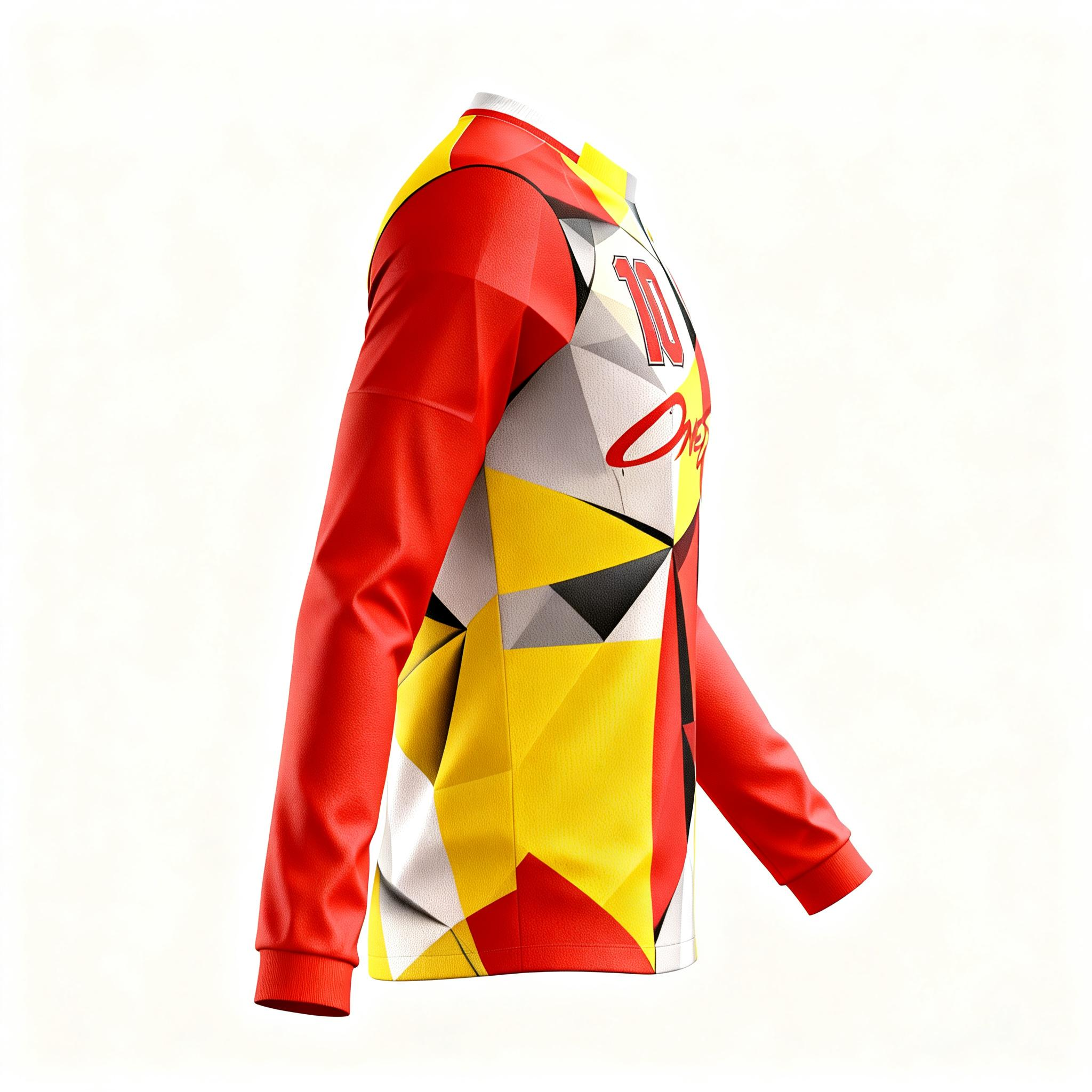 Youth Long Sleeve Jersey：Red Gold Geometry