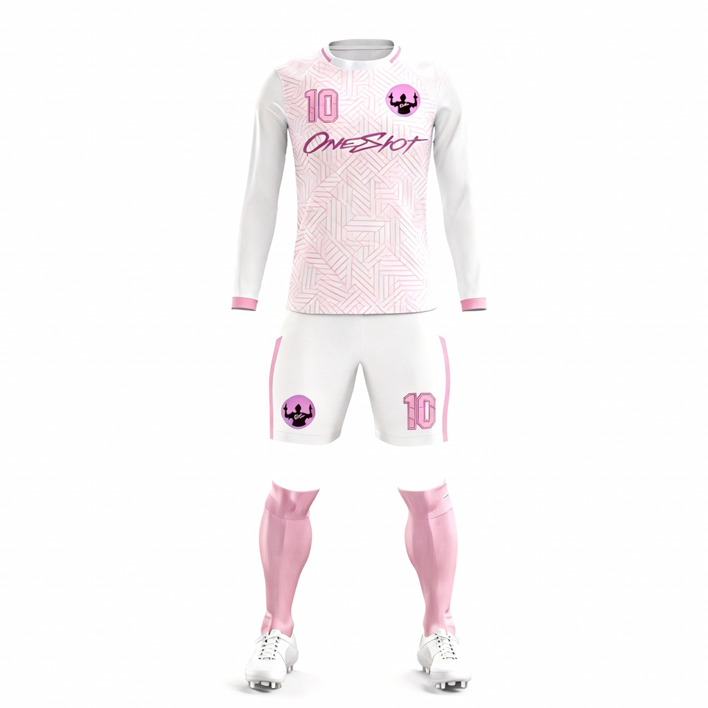 Youth Long Sleeve Jersey：Pink Threads & White Weaves