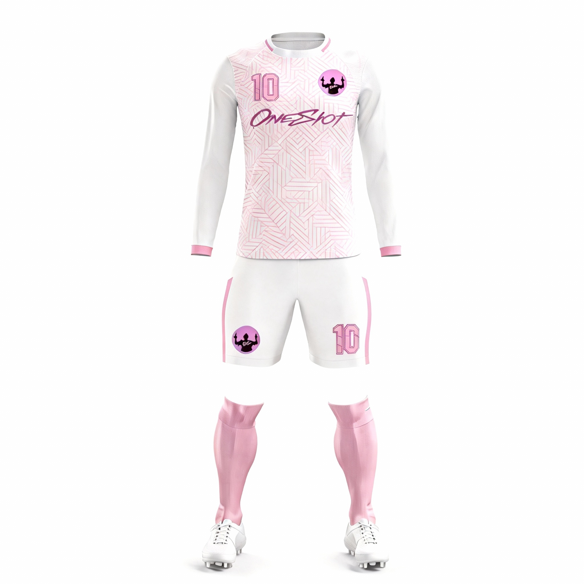 Youth Long Sleeve Jersey：Pink Threads & White Weaves